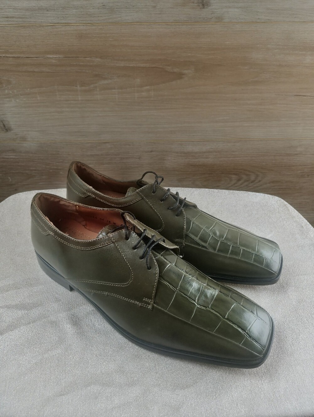 Stacy Adams Green Leather Textured Loafers Dress Shoes Men's Size 13